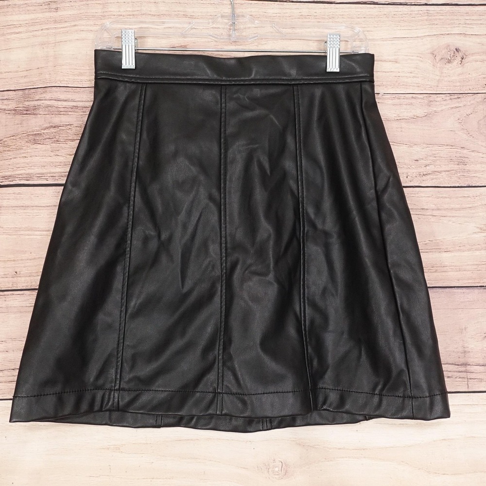 Banana Republic Skirt Womens 4 Black Faux Leather Pleather Mini Lined Zip‎